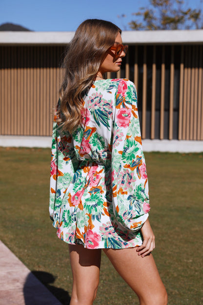 Mono de manga larga con cuello en V para mujer, para vacaciones de primavera y otoño