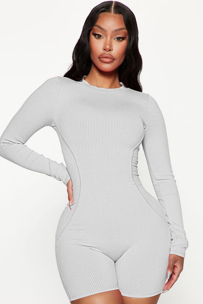 Women Clothing Spring Thread round Neck Stitching Line Casual Sports Romper