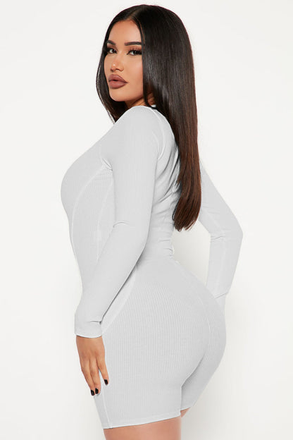 Women Clothing Spring Thread round Neck Stitching Line Casual Sports Romper