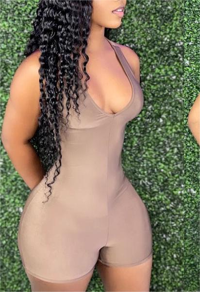 Mono sexy para mujer, sin mangas, con pantalones cortos plisados