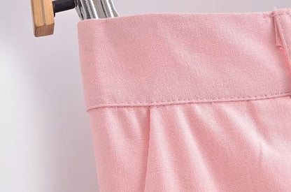 Women Clothing French All Match Decorated Row Button Vest Top Wide Leg Pants Suit Crisscross