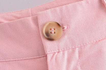 Women Clothing French All Match Decorated Row Button Vest Top Wide Leg Pants Suit Crisscross