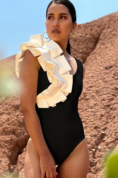 Elegant Polka Dot One-Piece Swimsuit