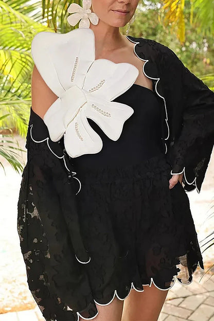 3D Floral Pearl One-Piece Swimsuit