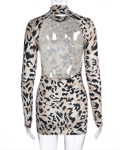 Printed Slim-Fitting Hip Dress