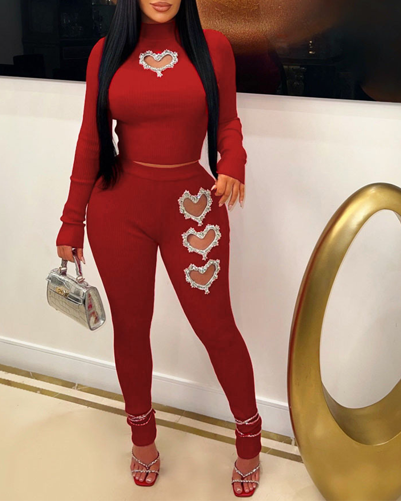 Decorative Hollow Slim Pants Suit