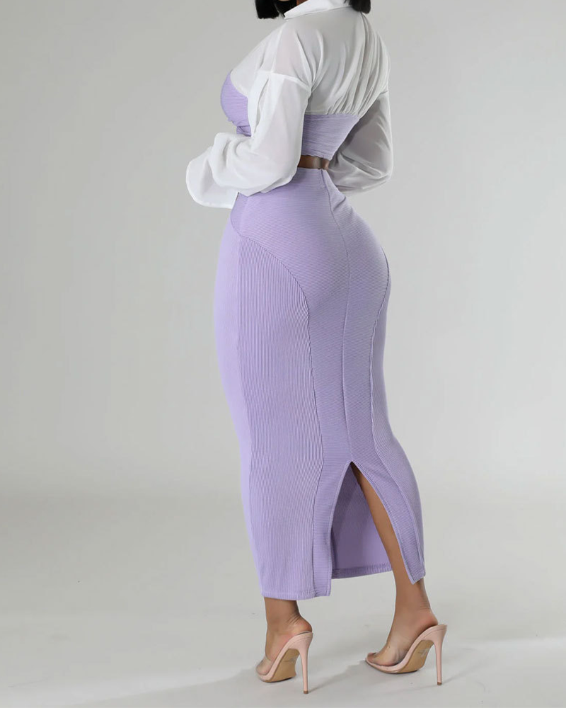 Slim High Waist Skirt Suit