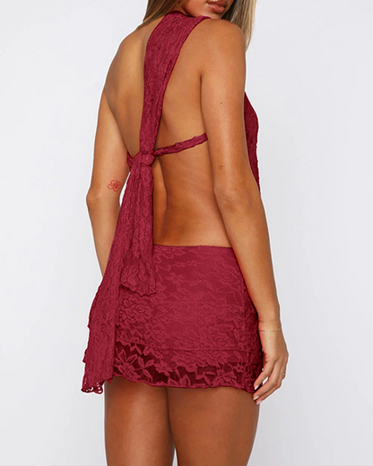 Irregular Lace Skirt Suit