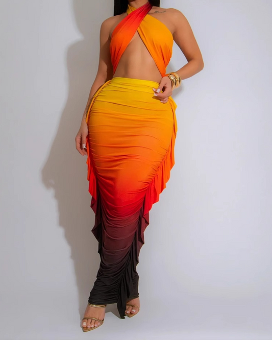 Sexy Pleated Skirt Suit