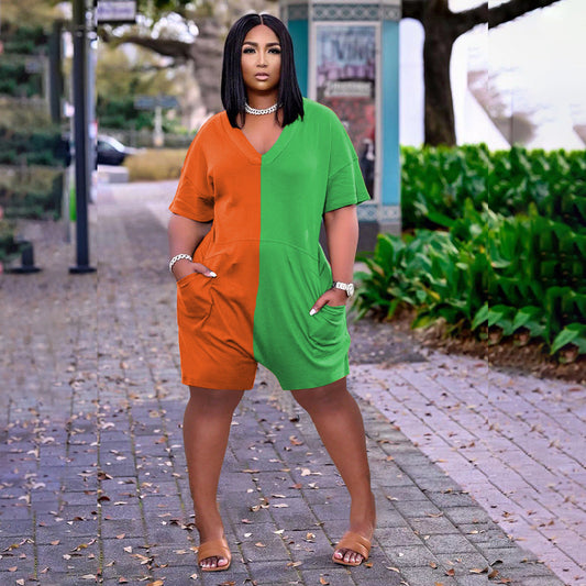 Summer Casual Loose Contrast Color Romper