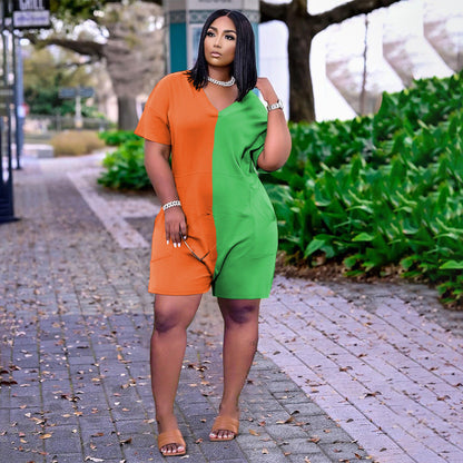 Mono informal de verano holgado con contraste de colores