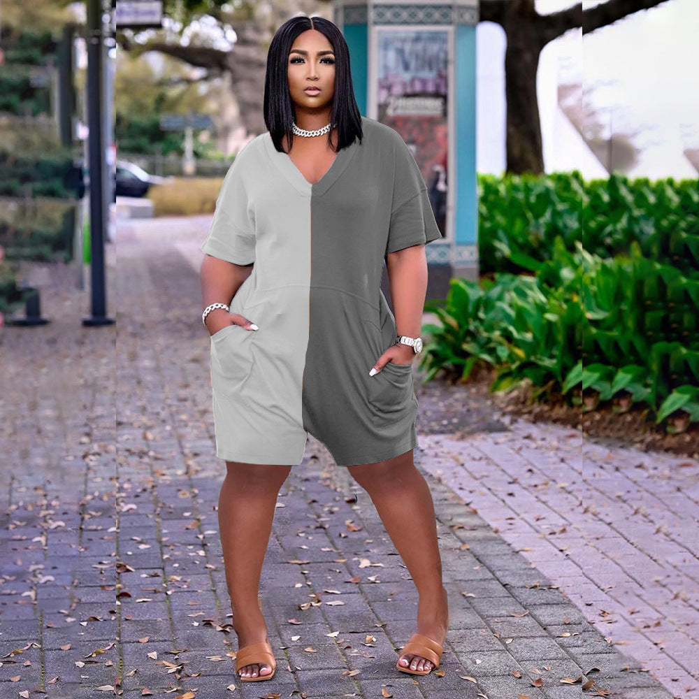 Mono informal de verano holgado con contraste de colores