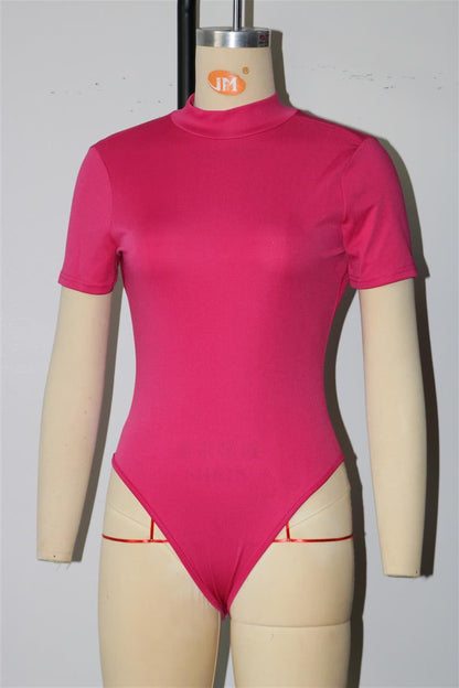 Conjunto de dos piezas de mono de manga corta y pantalones anchos de color liso para mujer