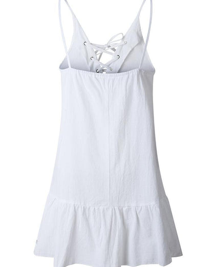 Strap Hollow Out Lace-Up Dress