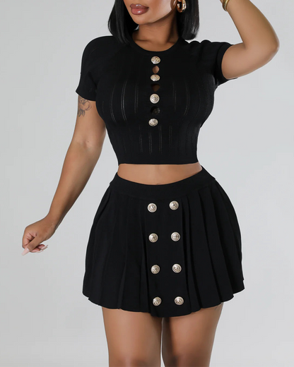 Knitted Stretch Casual Skirt Set