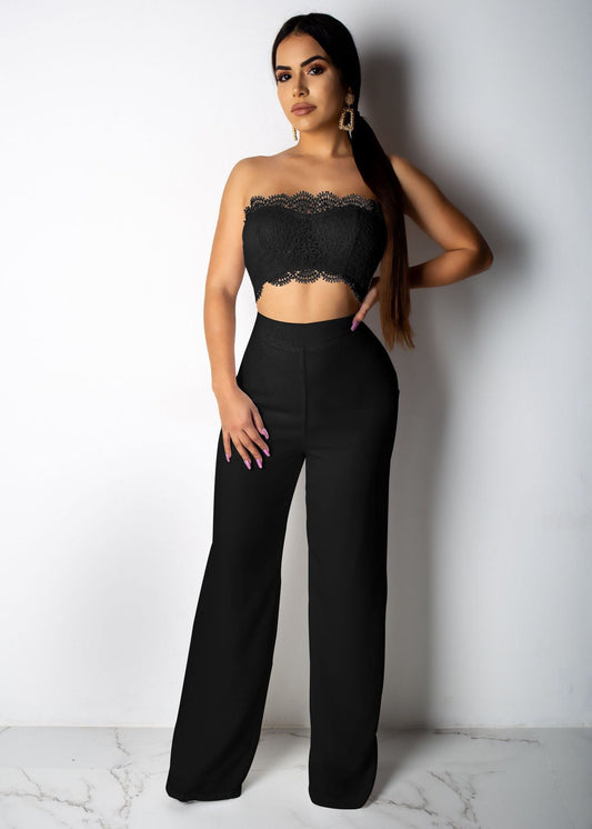 Boutique Sexy Solid Color Lace Jumpsuit
