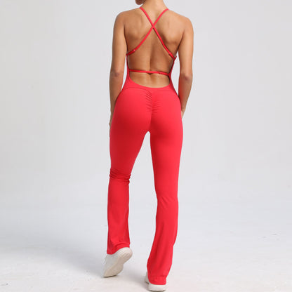 Adjustable Shoulder Strap Beauty Back One Piece Peach Hip Sports Fitness Clothes Micro Pull Yoga Jumpsuit Jumpsuit