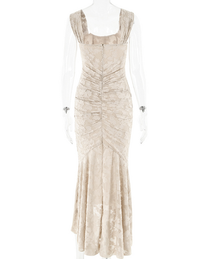 Pleated Hip-Hugging Fishtail Dress