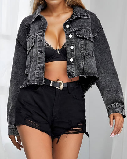 Ripped Denim Short Jacket