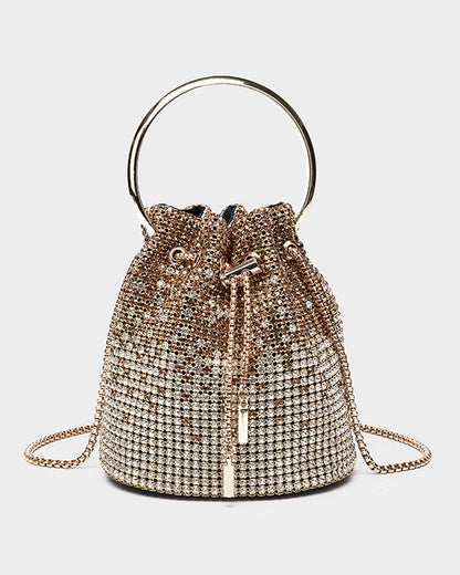 Light Luxury Rhinestone Bucket Bag