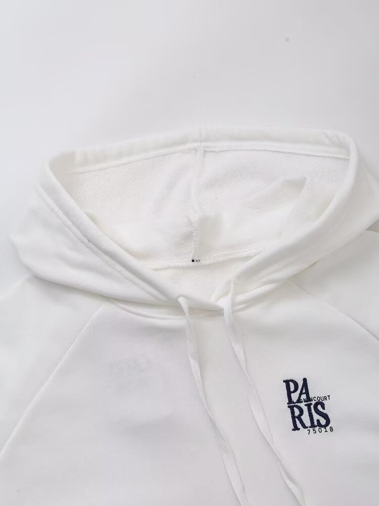 Sudadera con capucha decorativa bordada con letras y estampado a juego para mujer, ropa de oficina de primavera