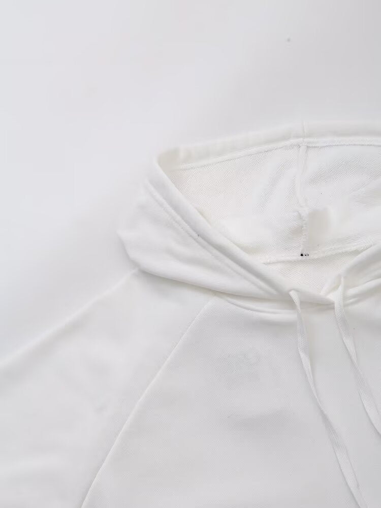 Sudadera con capucha decorativa bordada con letras y estampado a juego para mujer, ropa de oficina de primavera