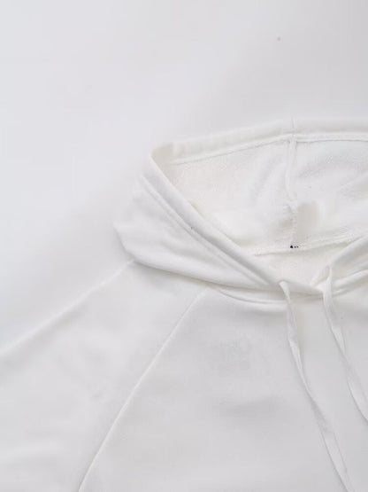 Sudadera con capucha decorativa bordada con letras y estampado a juego para mujer, ropa de oficina de primavera