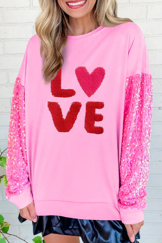 Sudadera de manga larga con lentejuelas para mujer, ideal para San Valentín