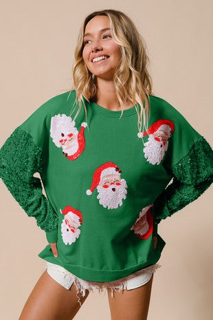 Women Clothing Sweet Sequ Sleeve Top Christmas Long Sleeved Sweatshirt Women