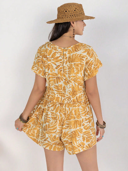 Batch Delivery Seaside Vacation Casual Women V neck Jumpsuit