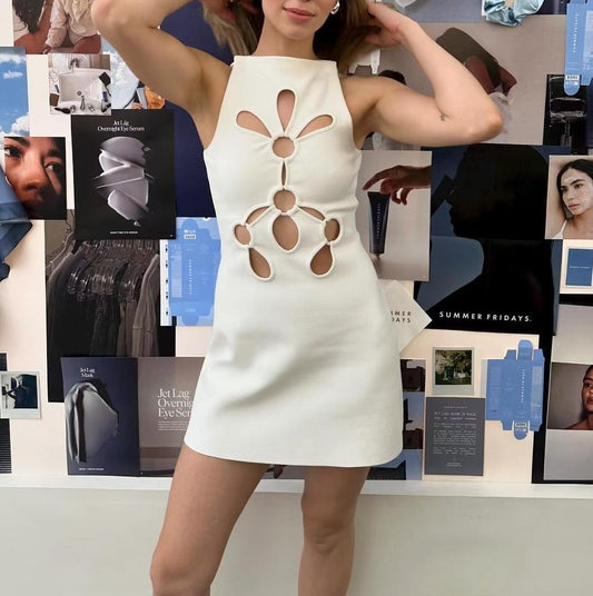 Vestido tipo chaleco elegante, sexy, sin mangas y con cuello redondo para mujer