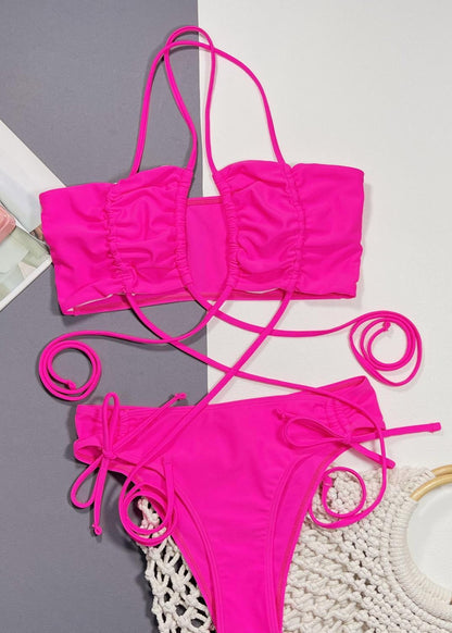 Vivid Fuchsia Wrap-Around Bikini Set