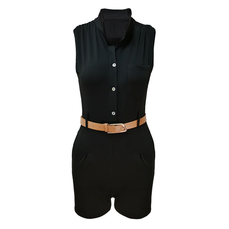 Summer Casual High Waist Women Clothing Sexy Sleeveless Romper