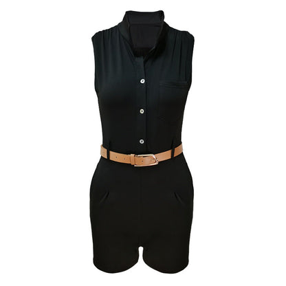 Summer Casual High Waist Women Clothing Sexy Sleeveless Romper