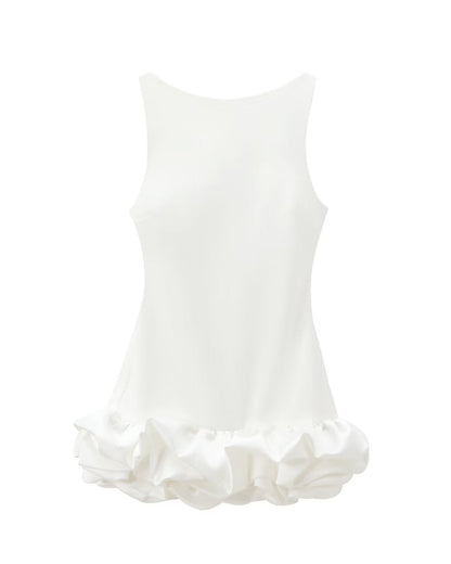 Sleeveless Suspender Flower Bud Patchwork Dress