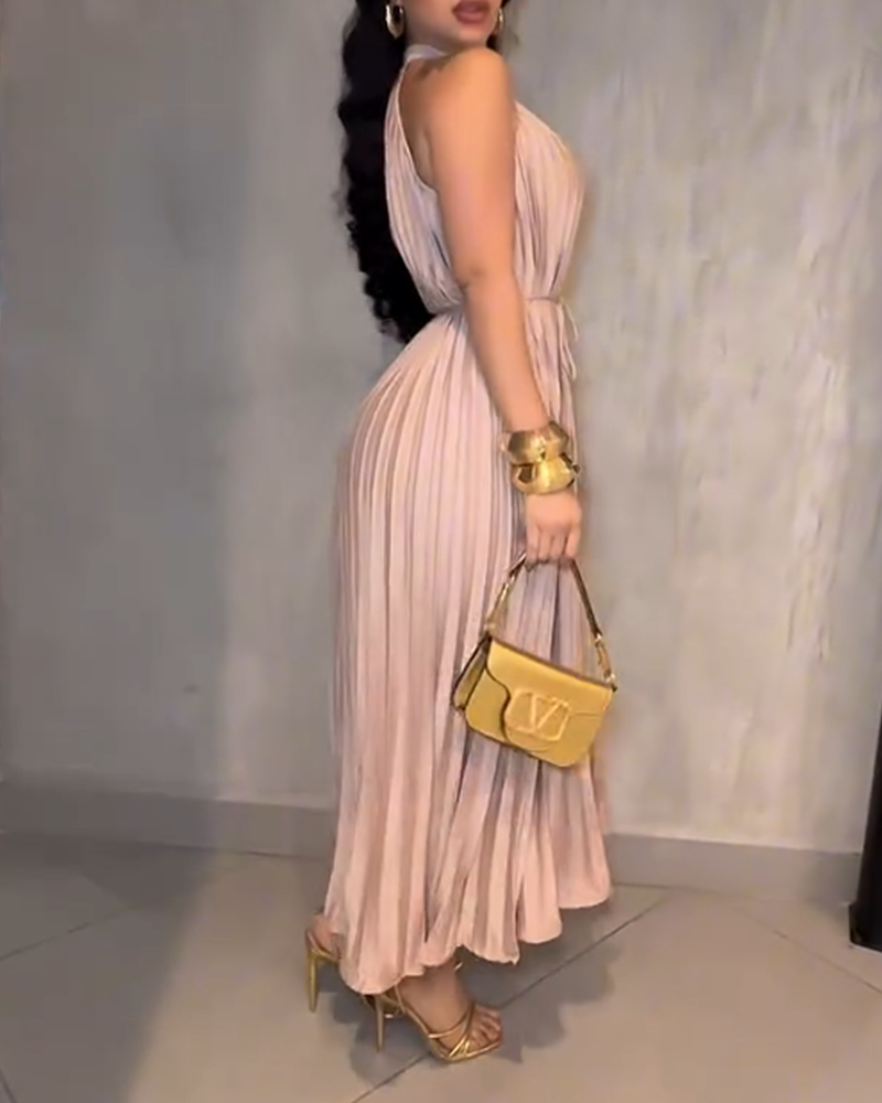 Sleeveless Waist Pleated Dress (Pre-Sale)