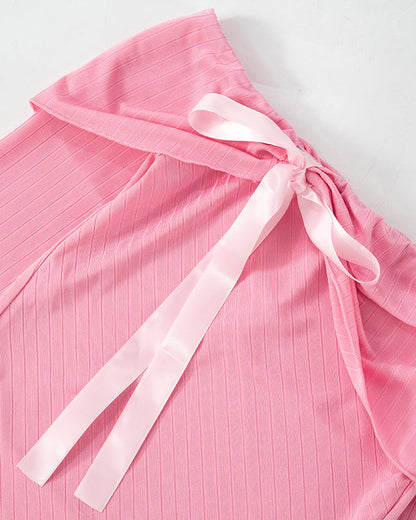 Off-Shoulder Bow Long-Sleeved T-Shirt Top