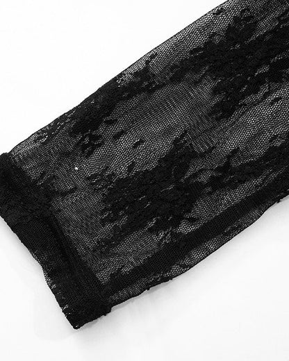 Solid Color Sexy Stitching Lace T-Shirt