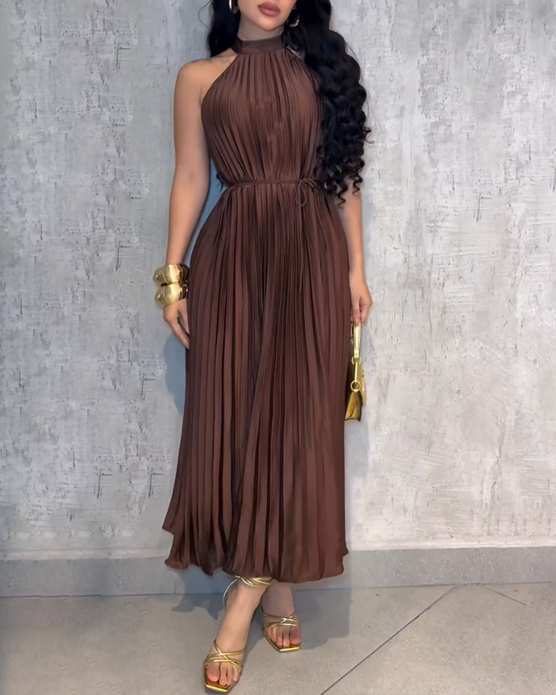 Sleeveless Waist Pleated Dress (Pre-Sale)