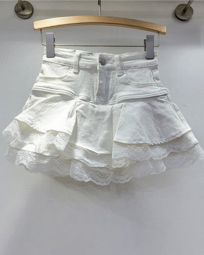 Stretch Denim and Lace Tutu Skirt