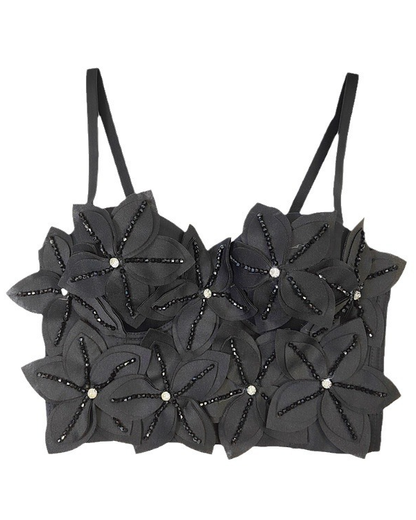 Three-Dimensional Floral Beaded Tube Top