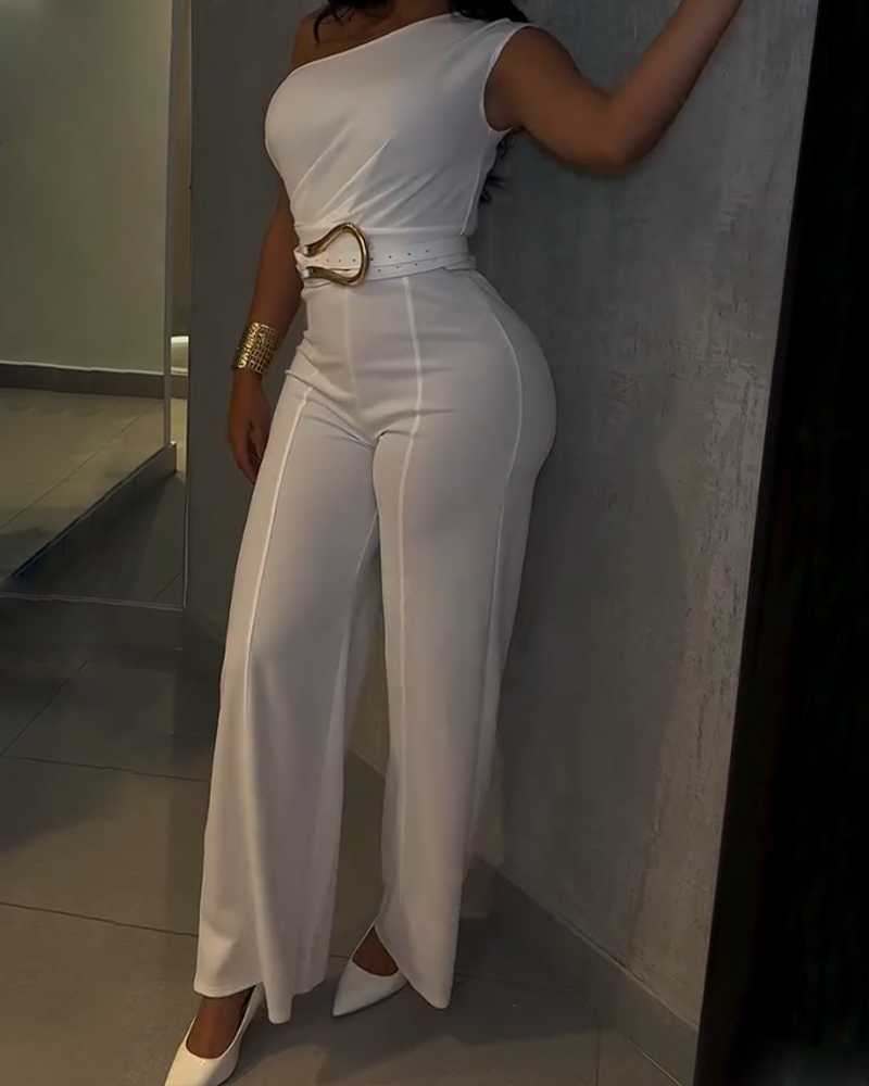 One-Shoulder Waist Jumpsuit (Pre-Sale)