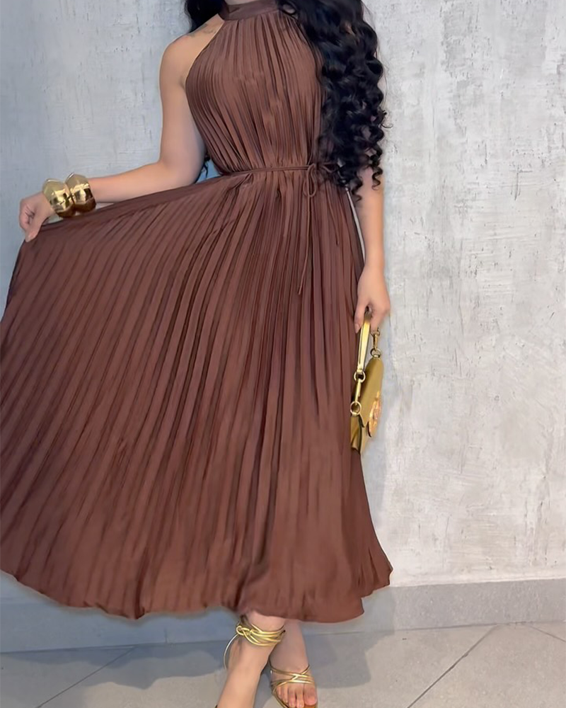 Sleeveless Waist Pleated Dress (Pre-Sale)