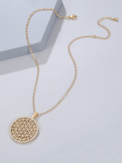 Hollow Out Round Charm Necklace for Women