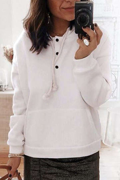Casual Solid Patchwork Hooded Collar Tops(6 Colors)