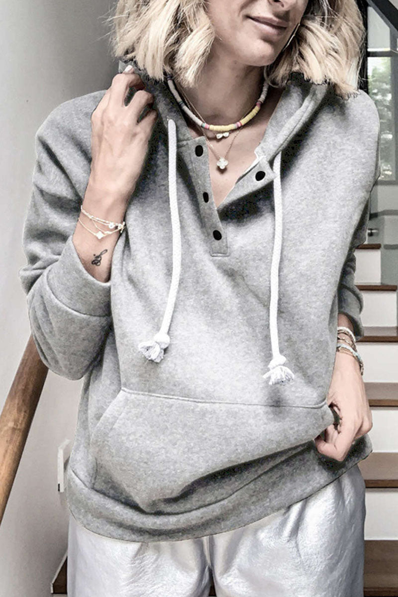 Casual Solid Patchwork Hooded Collar Tops(6 Colors)