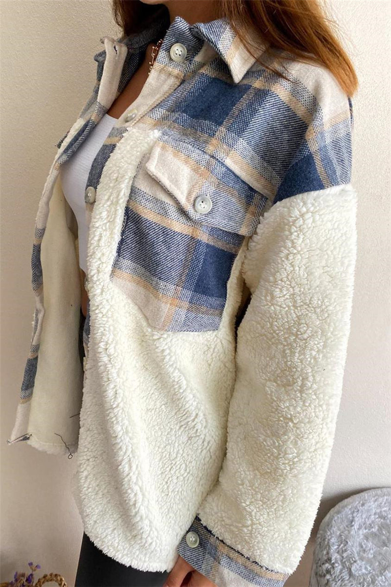 Cárdigan informal de moda con estampado de cuadros y cuello vuelto (4 colores)