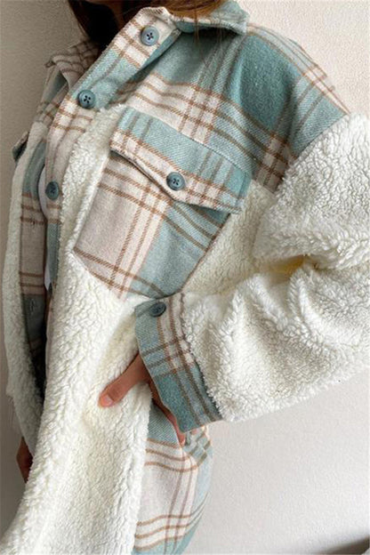 Cárdigan informal de moda con estampado de cuadros y cuello vuelto (4 colores)