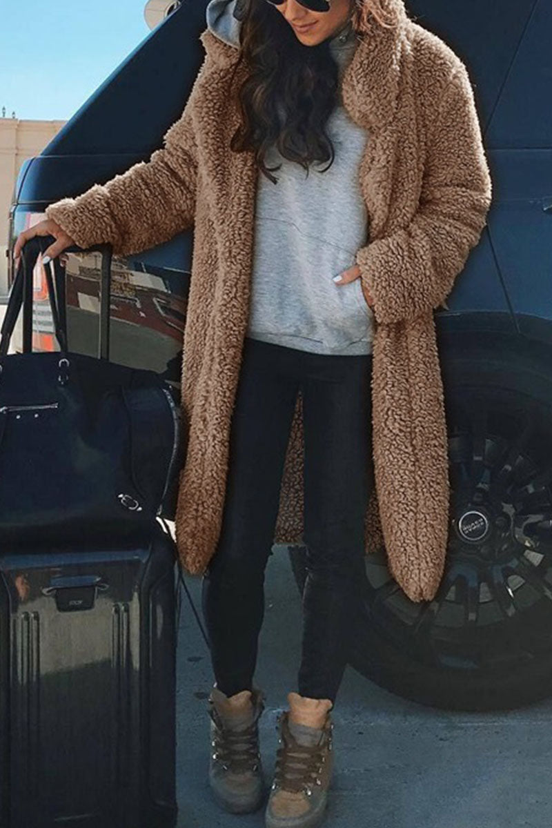 Moda Casual Sólido Cárdigan Cuello Camisa Prenda Exterior