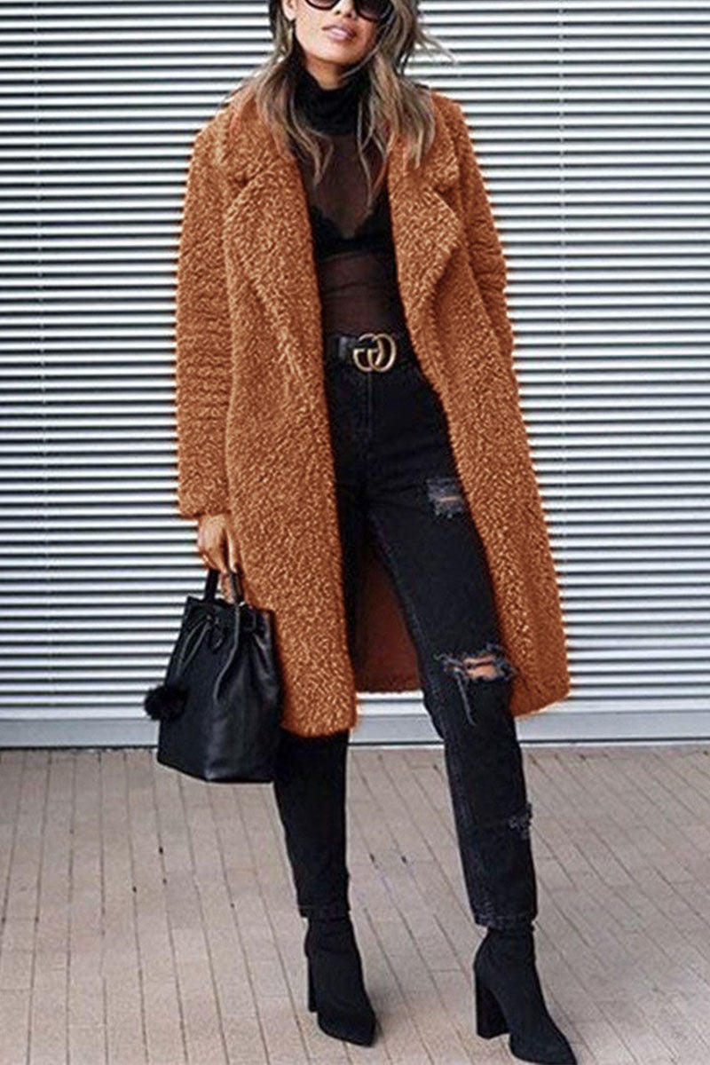 Moda Casual Sólido Cárdigan Cuello Camisa Prenda Exterior